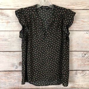 Women’s Sweet Rain Black Floral Blouse Size L